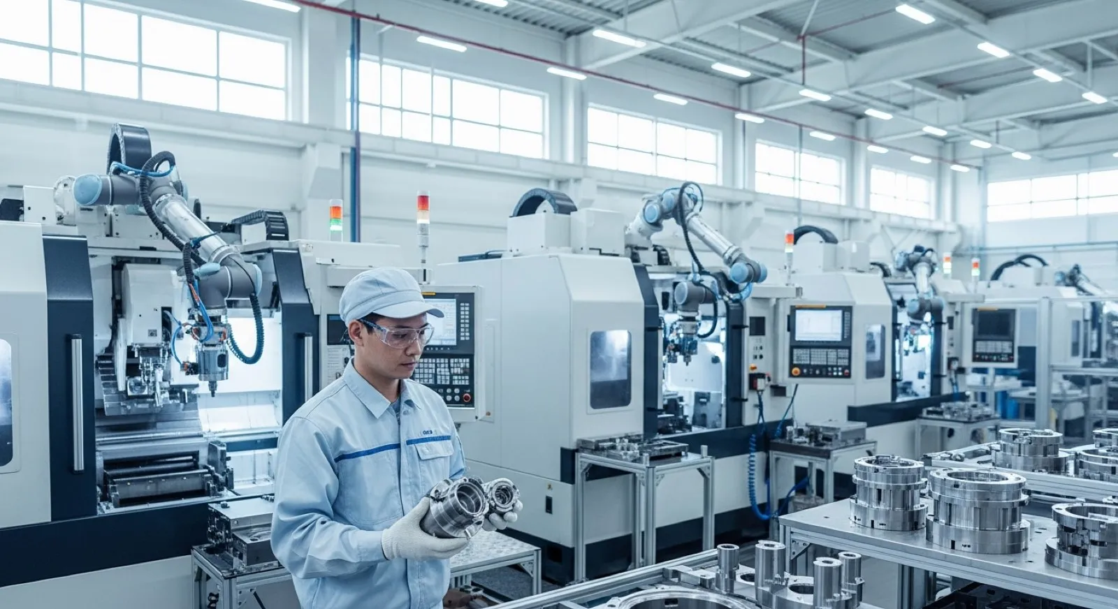 Engineer inspecting precision components on a clean, modern manufacturing floor — ready to win new industrial buyers